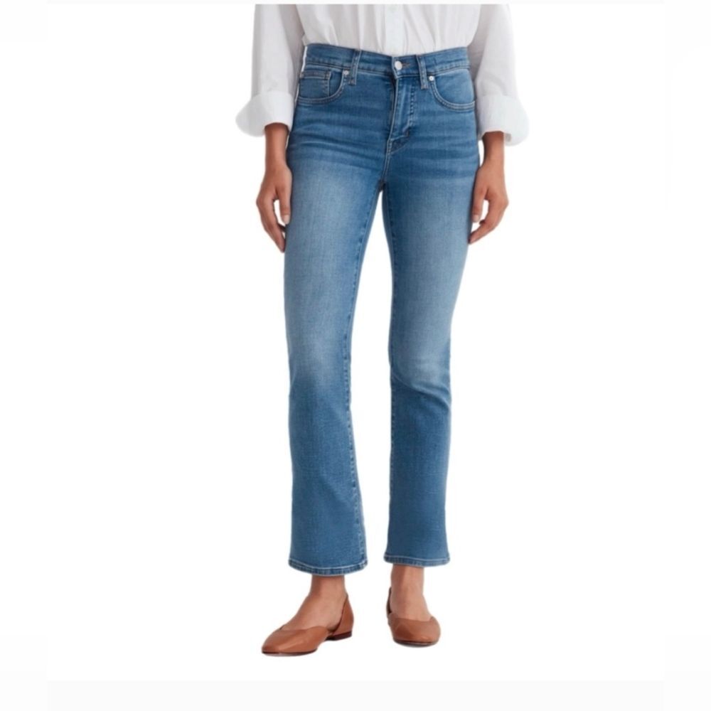 New Madewell Mid Rise Kick Out Blue Jeans Size 29 Tall Stretch Cropped Comfort